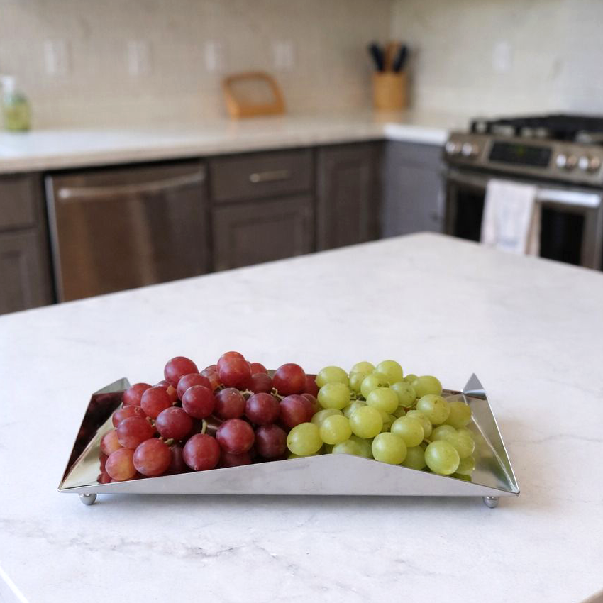 Sleek Geometric Stainless Steel Tray