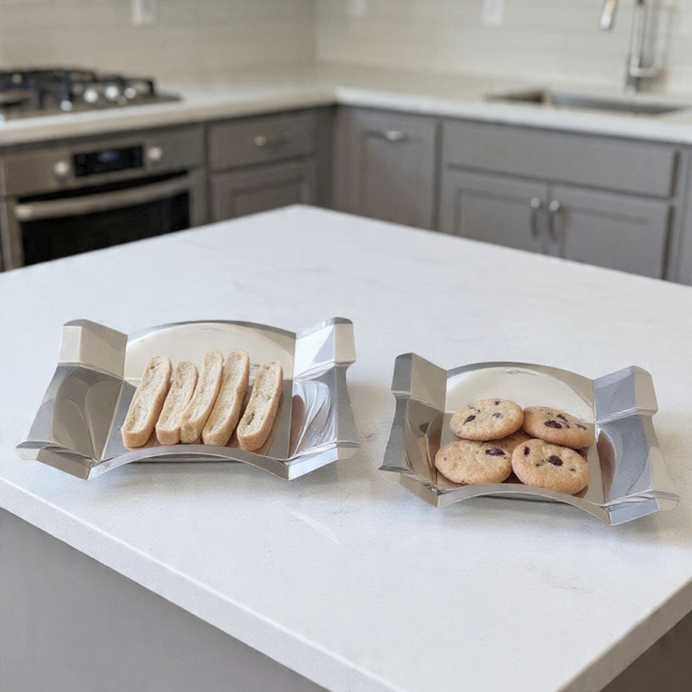 Stainless Steel Tray with Folded Edge Design