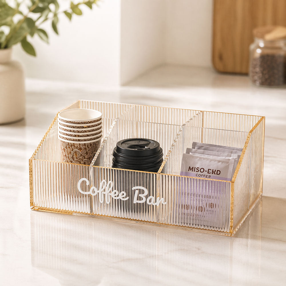 Corrugated Lucite Coffee Bar Organizer