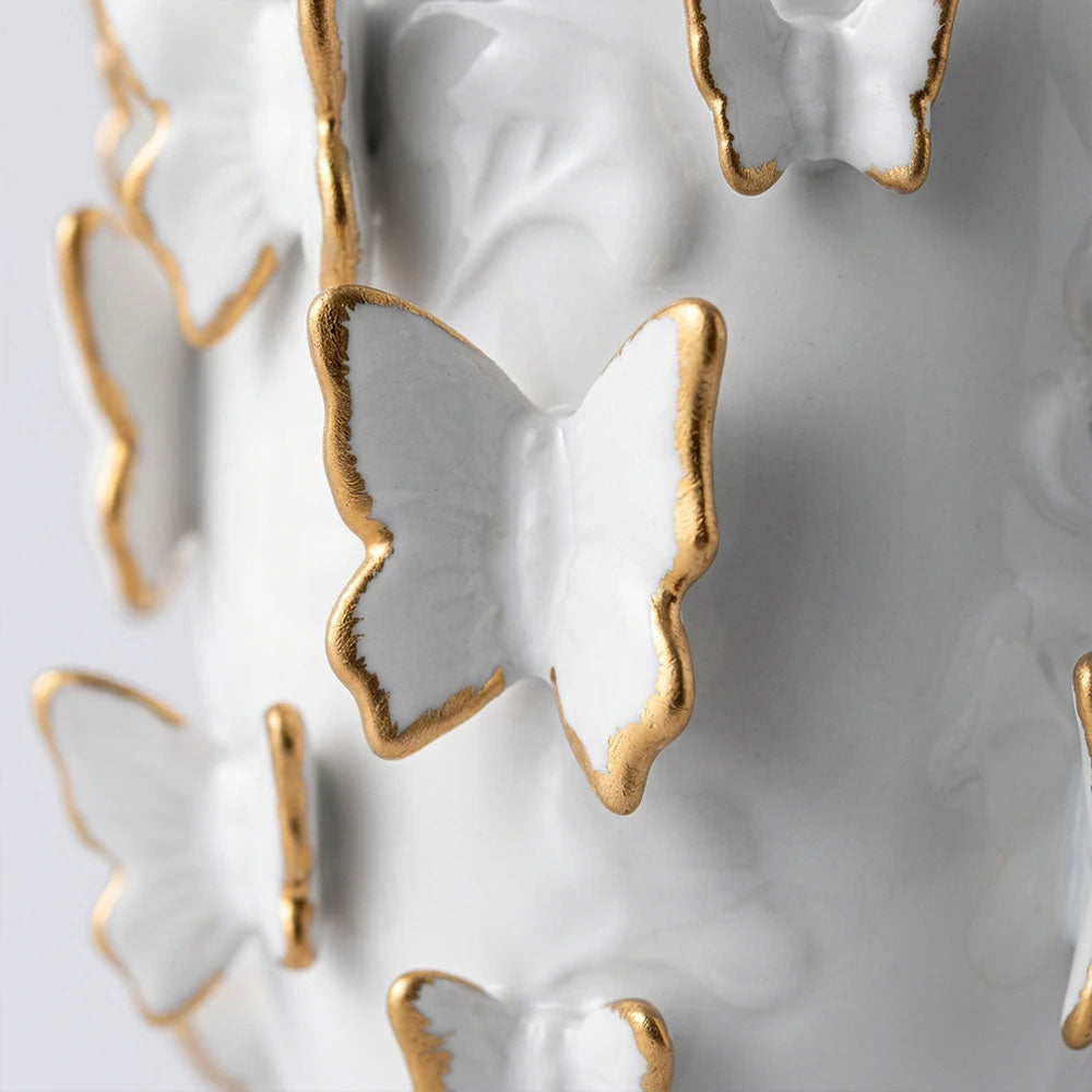 Porcelain Vase with Gold Accented Butterflies Large