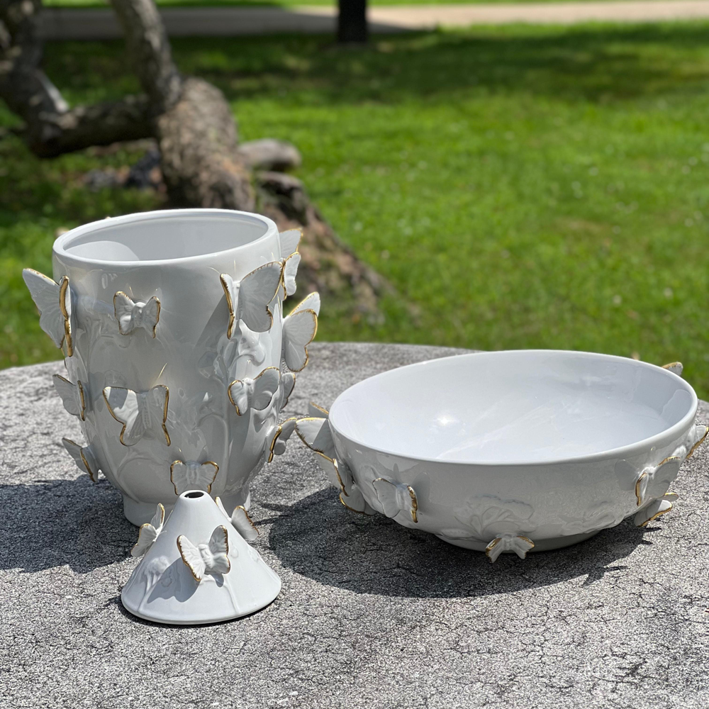 Porcelain Vase with Gold Accented Butterflies