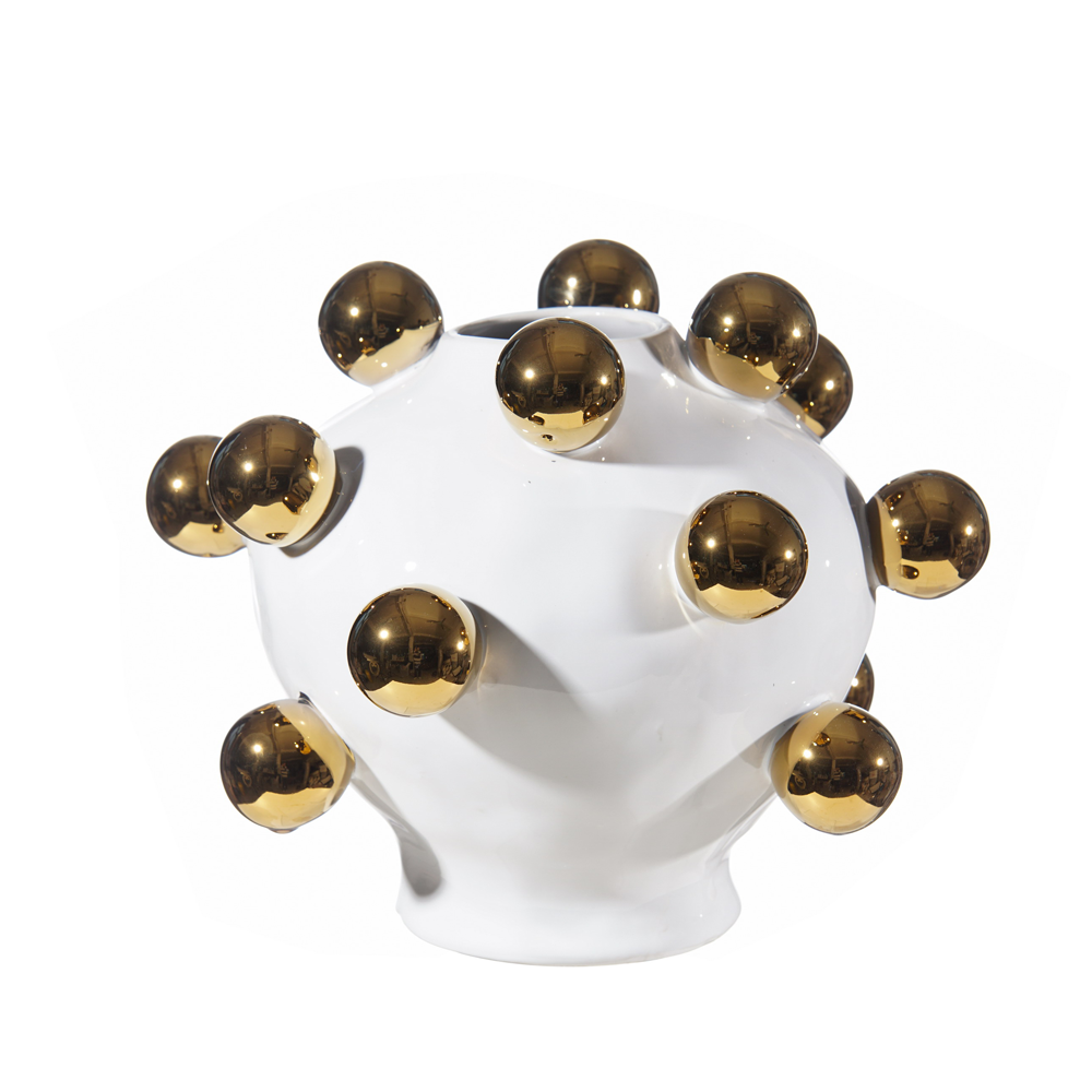 Porcelain Vase with Gold Orbs