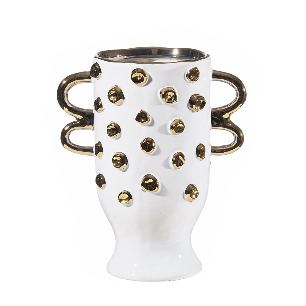Porcelain Vase with Small Gold Beads