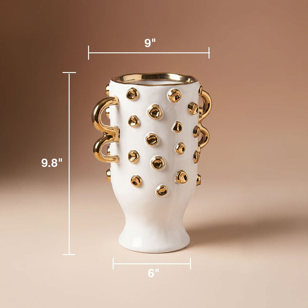 Porcelain Vase with Small Gold Beads