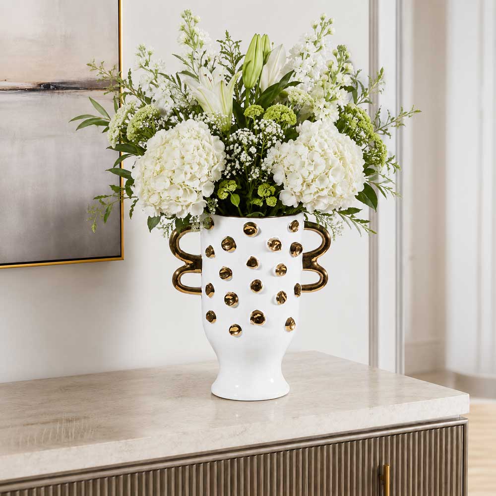 Porcelain Vase with Small Gold Beads