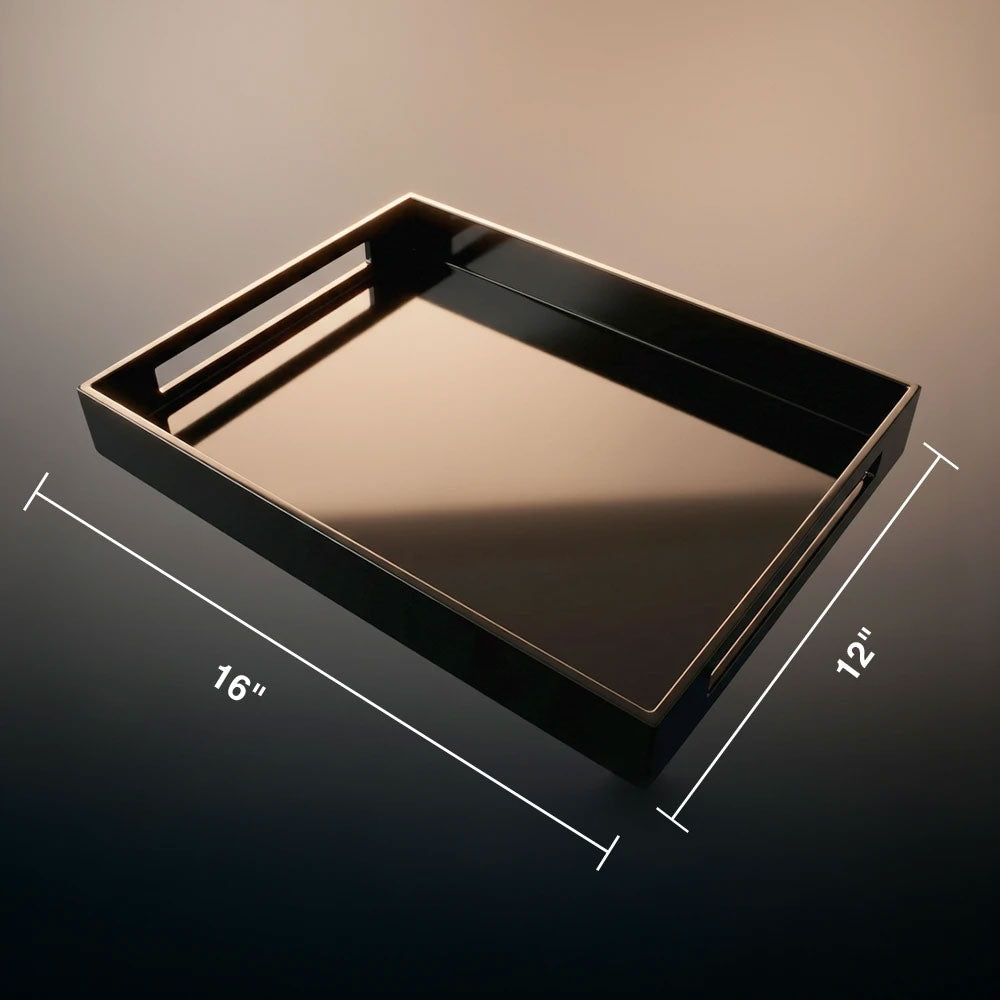 Black Rectangle Lacquered Wood Tray