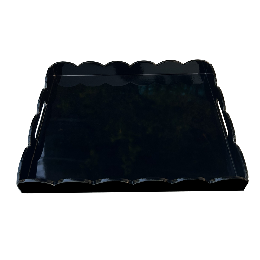 Scalloped Edge Rectangle Lacquer Serving Tray