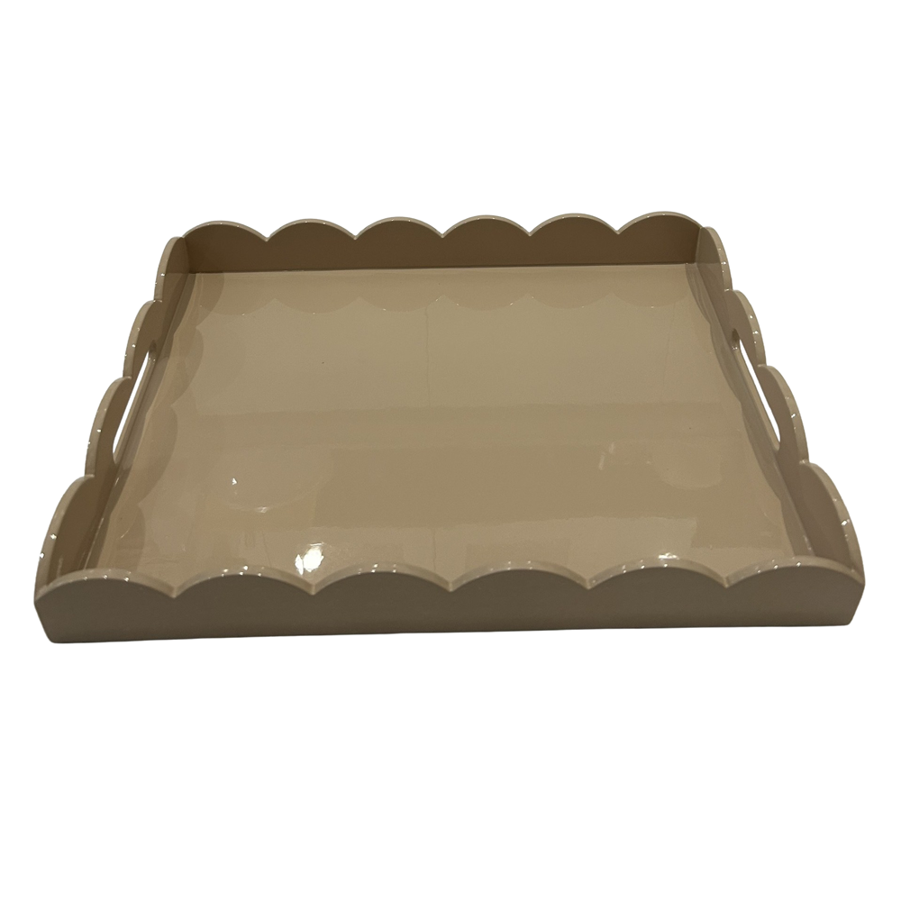 Scalloped Edge Rectangle Lacquer Serving Tray