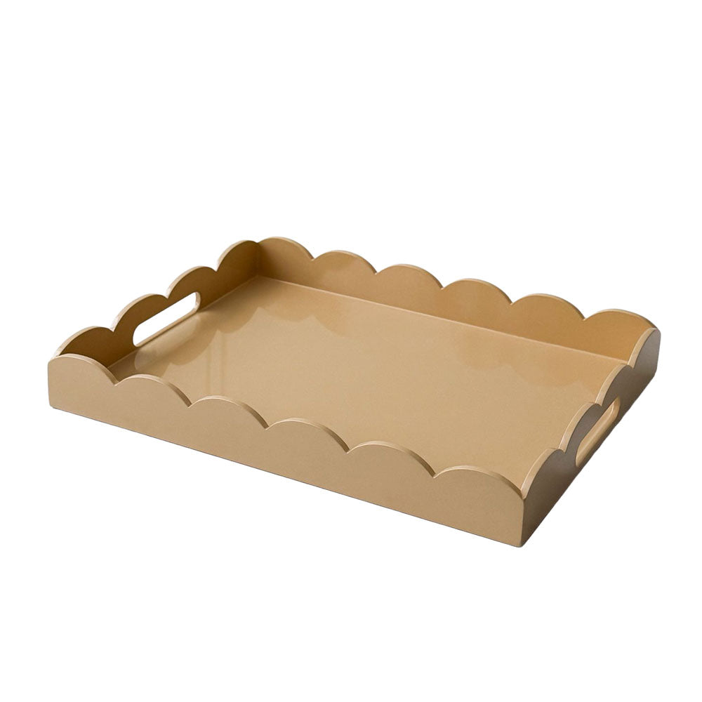Scalloped Edge Rectangle Lacquer Serving Tray