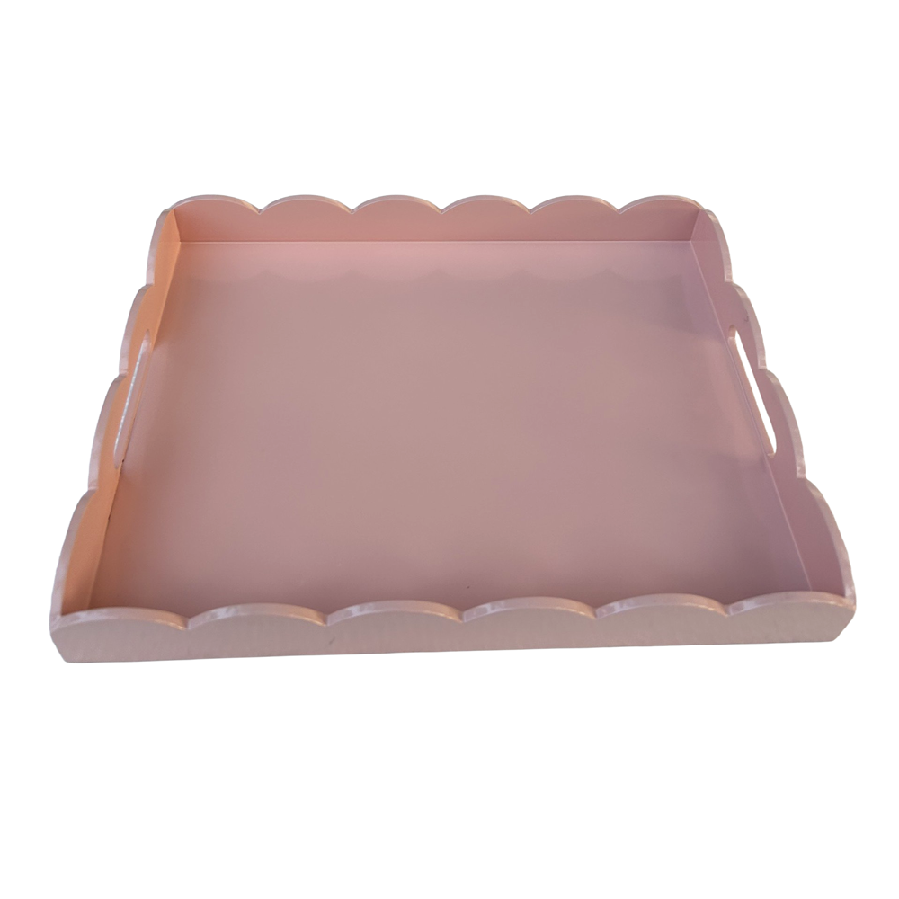 Scalloped Edge Rectangle Lacquer Serving Tray