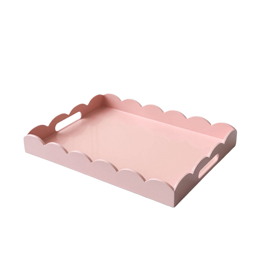 Scalloped Edge Rectangle Lacquer Serving Tray