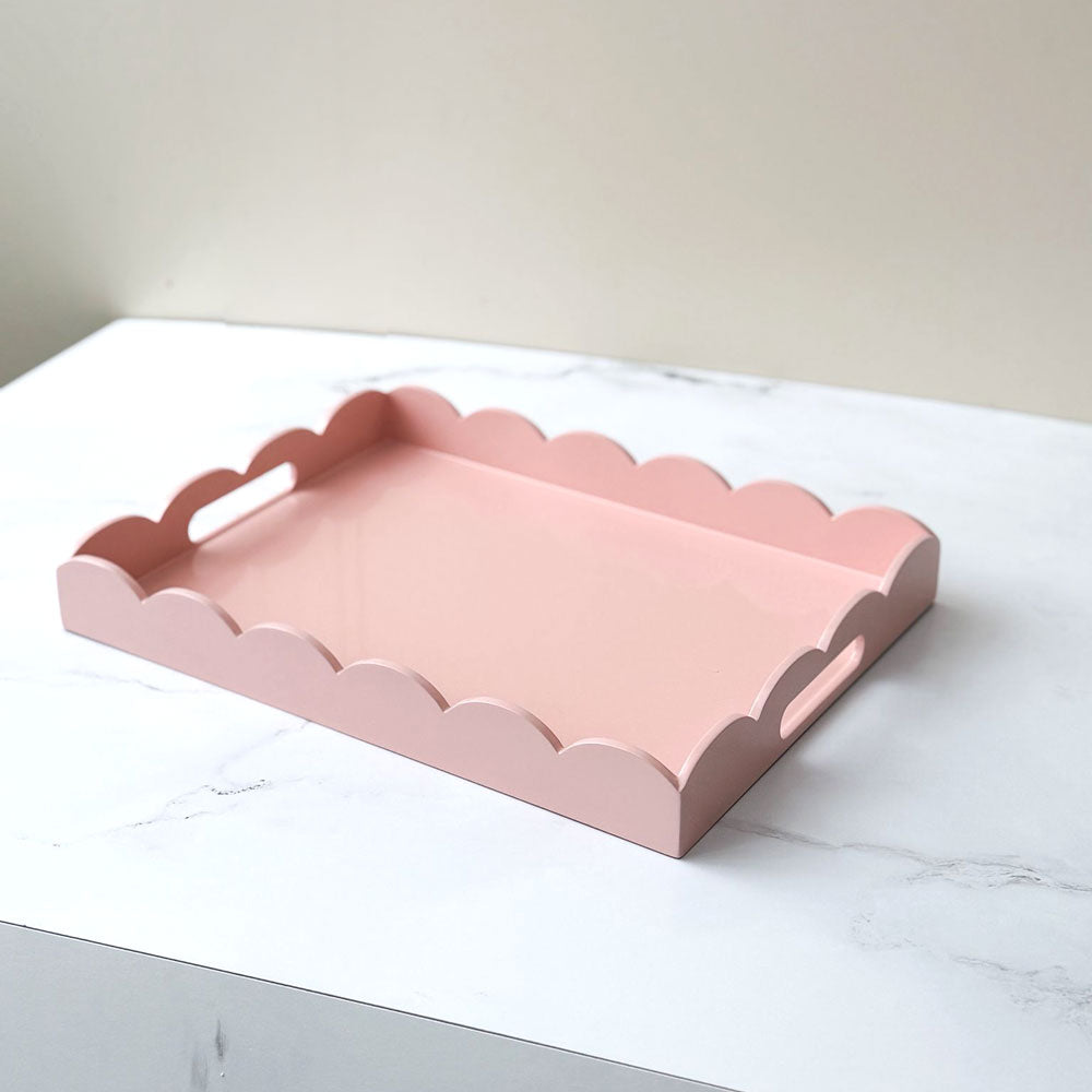 Scalloped Edge Rectangle Lacquer Serving Tray