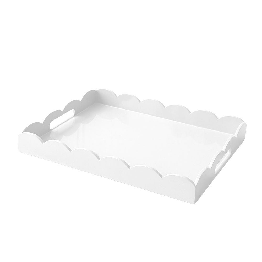 Scalloped Edge Rectangle Lacquer Serving Tray