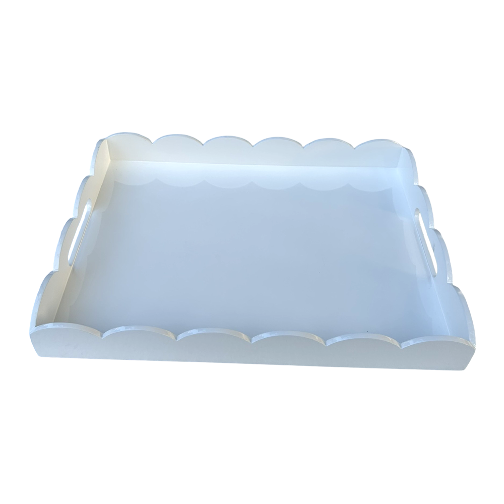 Scalloped Edge Rectangle Lacquer Serving Tray