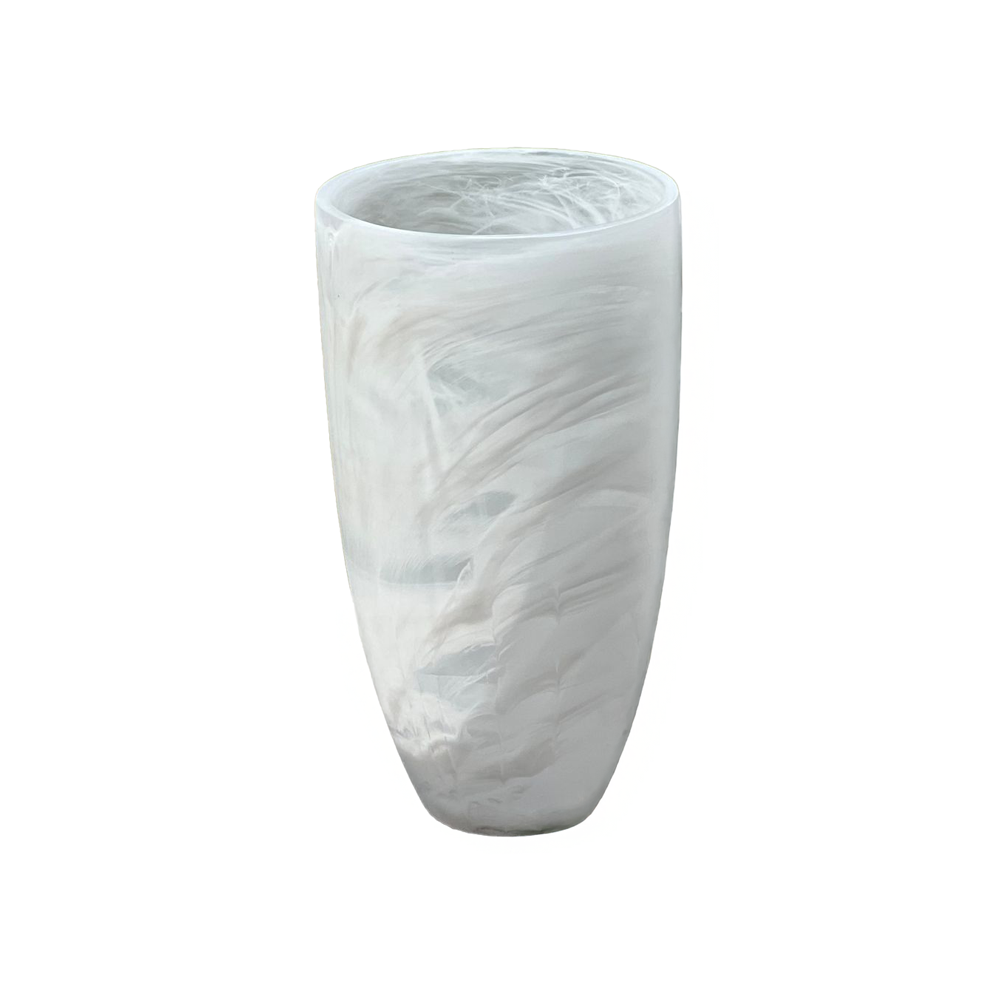 Resin Tall White Swirl Vase