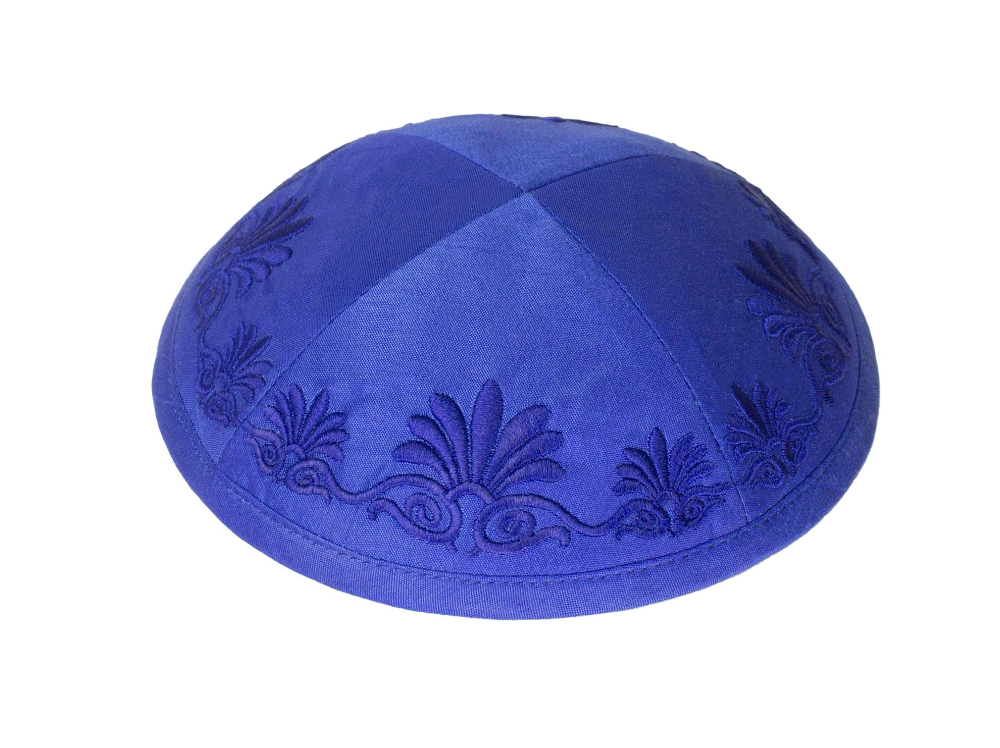 Kippah Blue Raw Silk