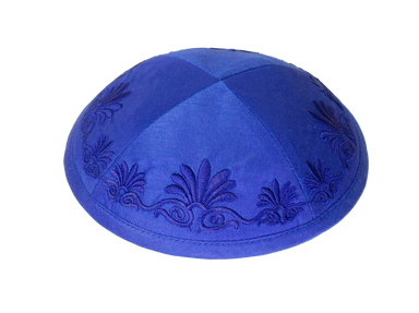 Kippah Blue Raw Silk