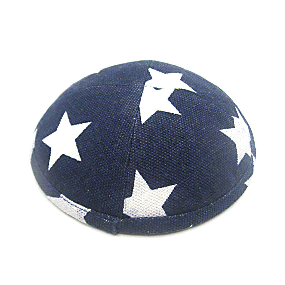 Kippah Blue White Stars Cotton