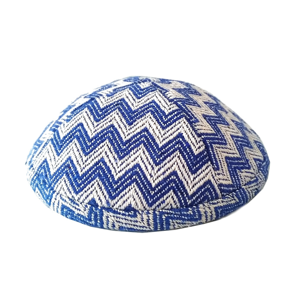 Kippah Blue White Winter Design