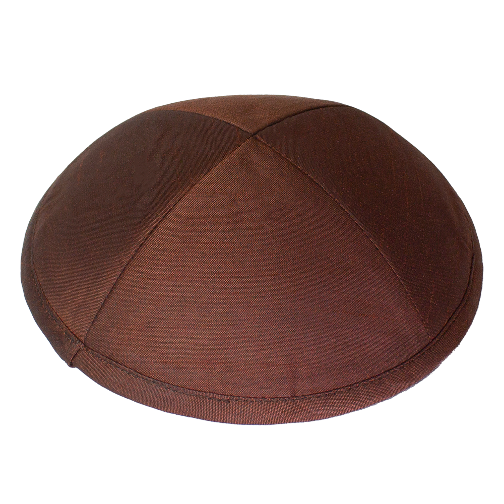 Kippah Brown  Raw Silk