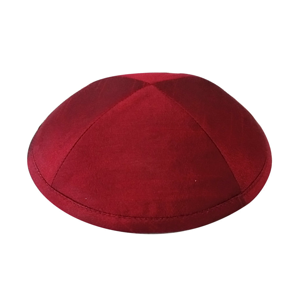 Kippah Burgundy Raw Silk