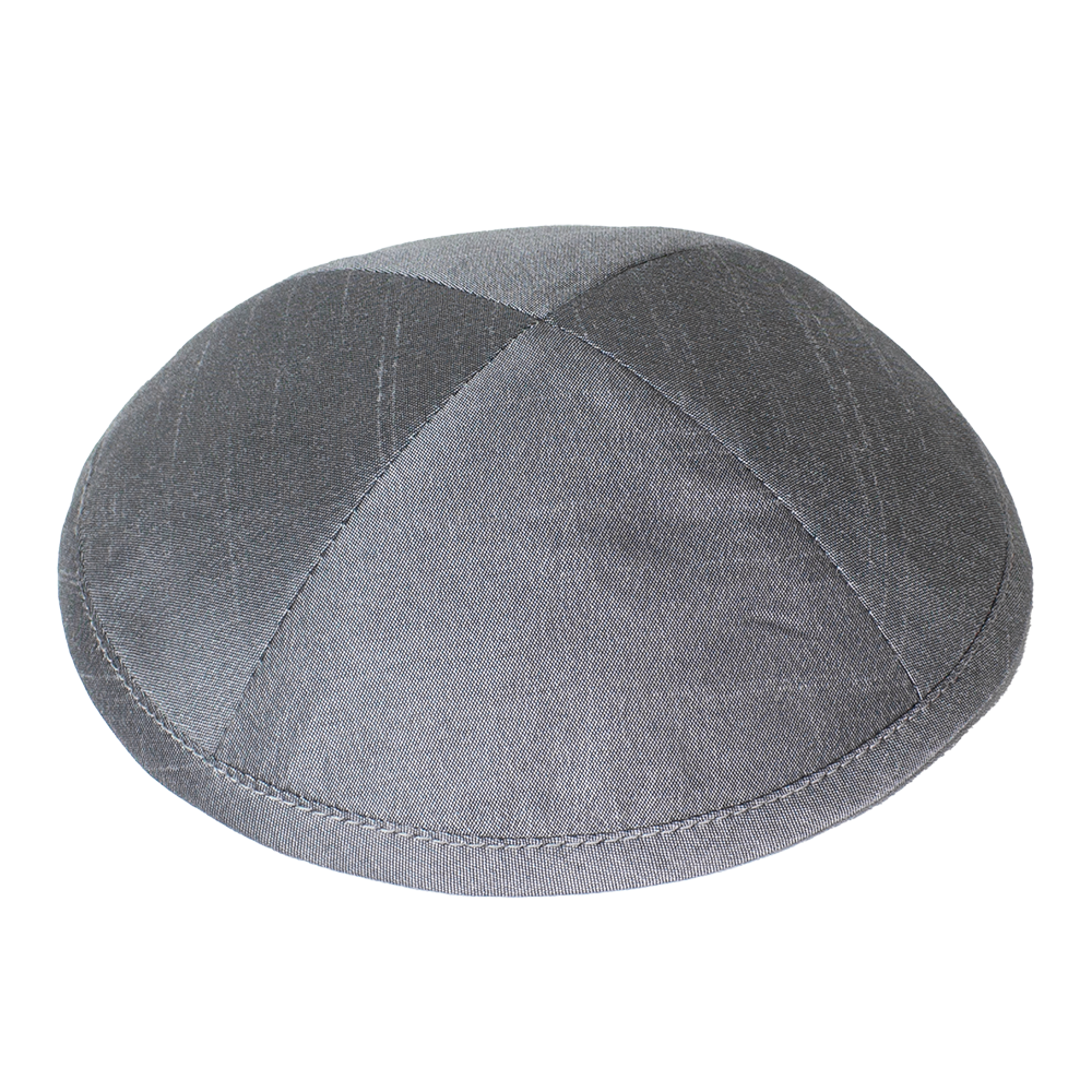 Kippah Dark Grey Raw Silk