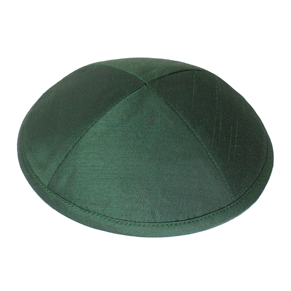 Kippah Green Raw Silk