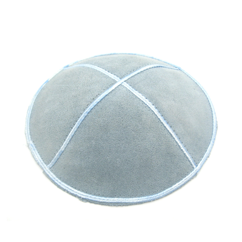 Kippah Light Blue Suede