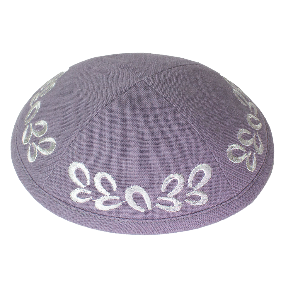 Kippah  Purplish Grey Linen