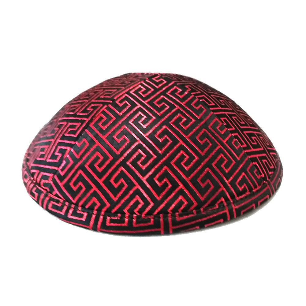 Kippah Red Brown Deluxe Brocade