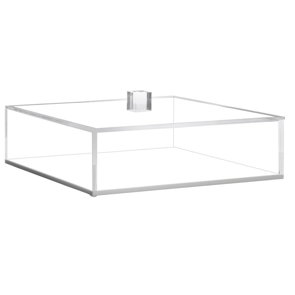 Lucite Box with White Base and Clear Lid - for Square Matzos