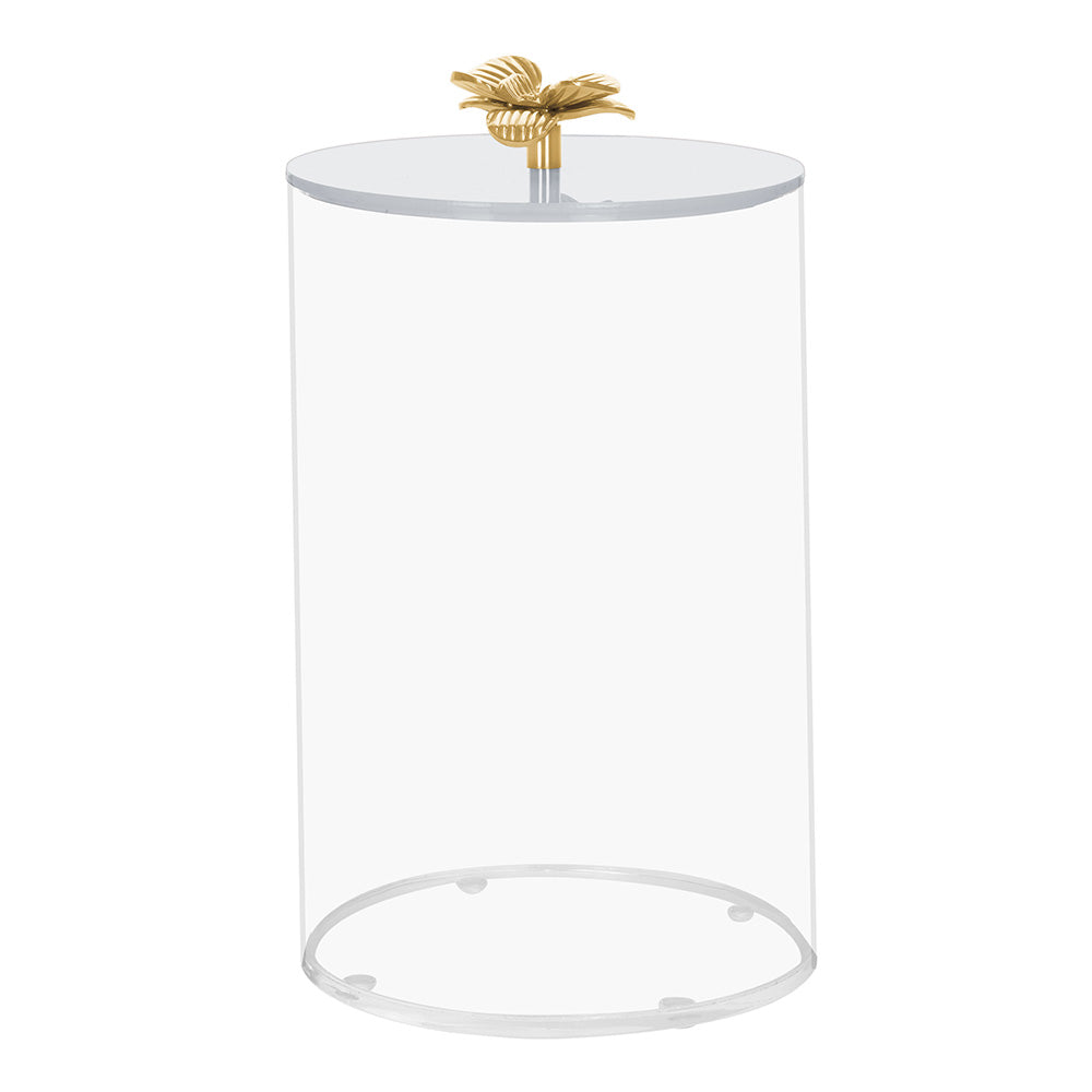 Lucite Cookie Jar with White Lid & Gold Flower Handle