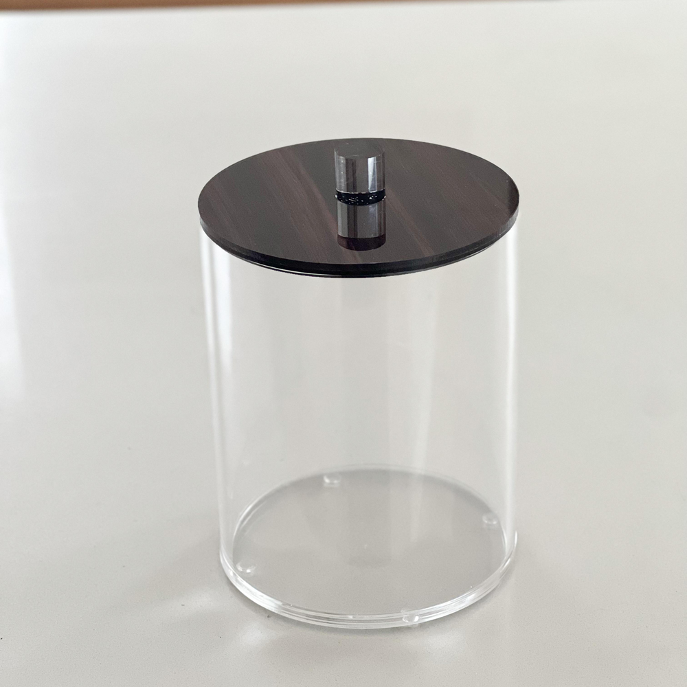 Lucite Cookie Jars with Wood Look LIds