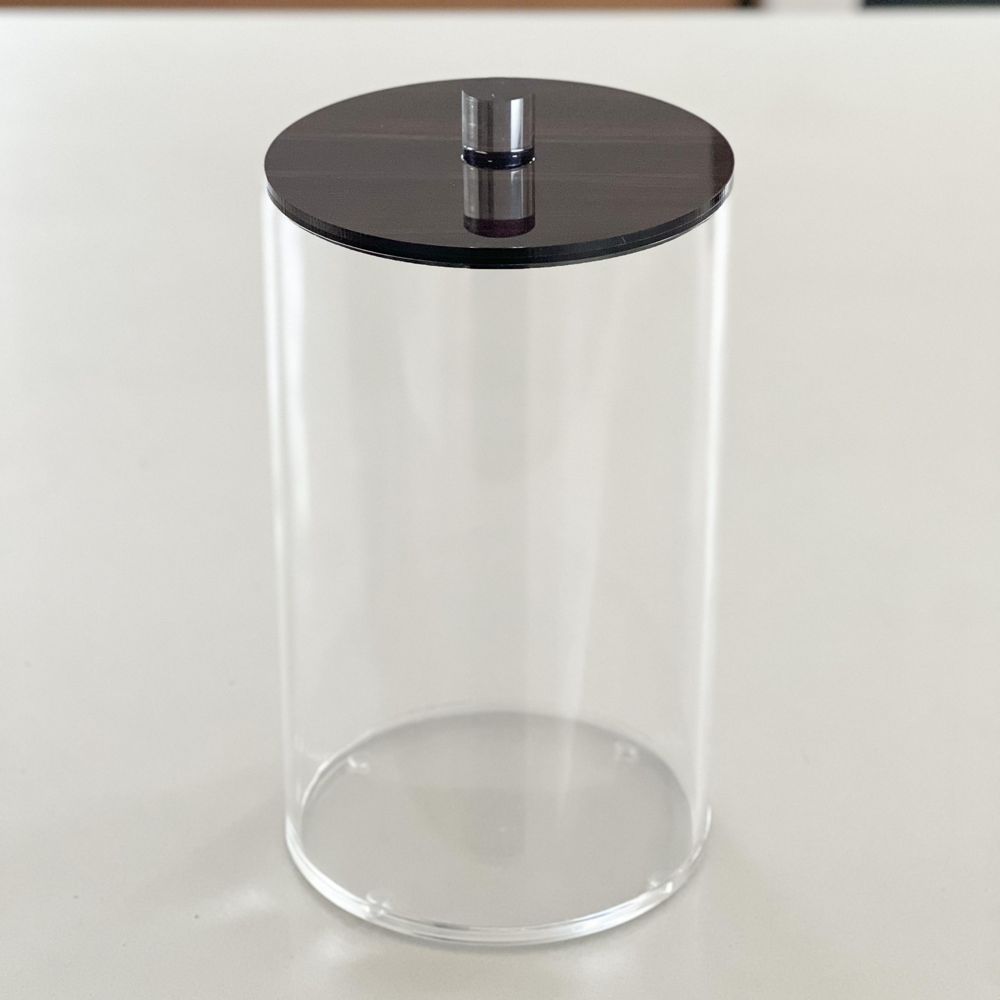 Lucite Cookie Jars with Wood Look LIds