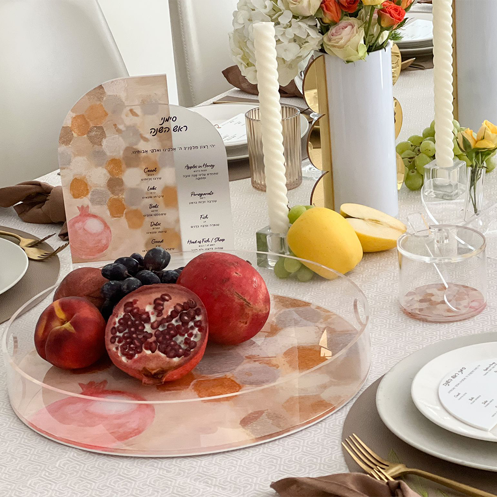 Lucite Honey Dish with Painted Base