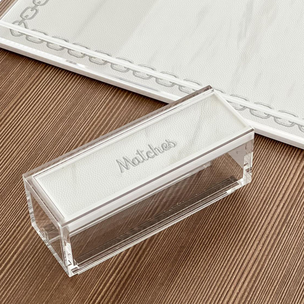 Lucite & Leatherette Matches Box