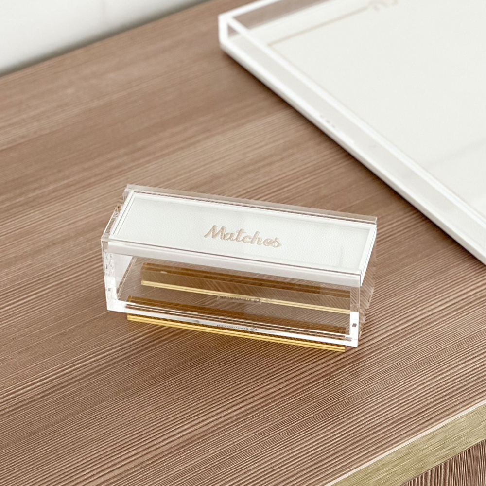 Lucite & Leatherette Matches Box