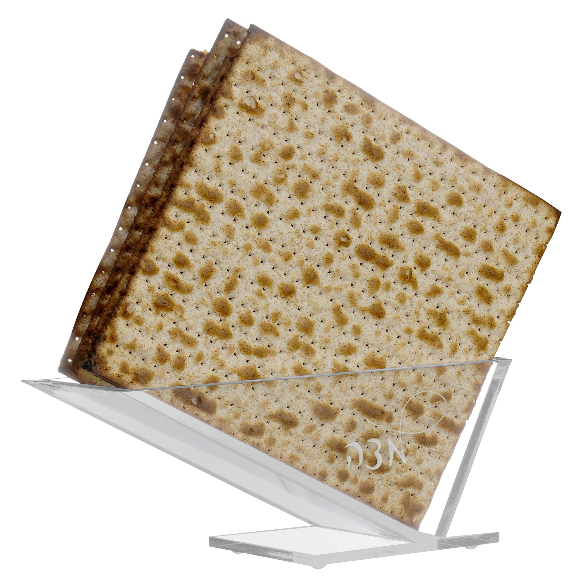 Lucite Matzah Stand with Swirl Text