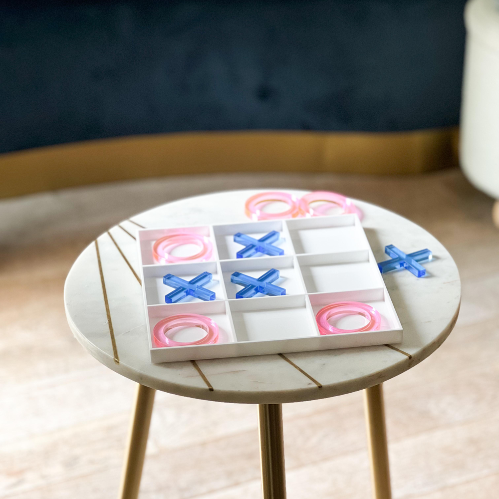 Lucite Pink & Blue Tic Tac Toe Game