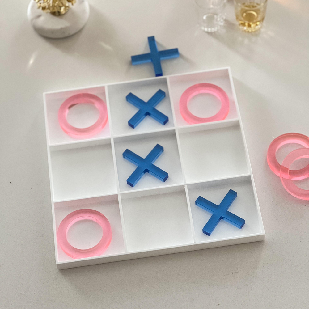 Lucite Pink & Blue Tic Tac Toe Game