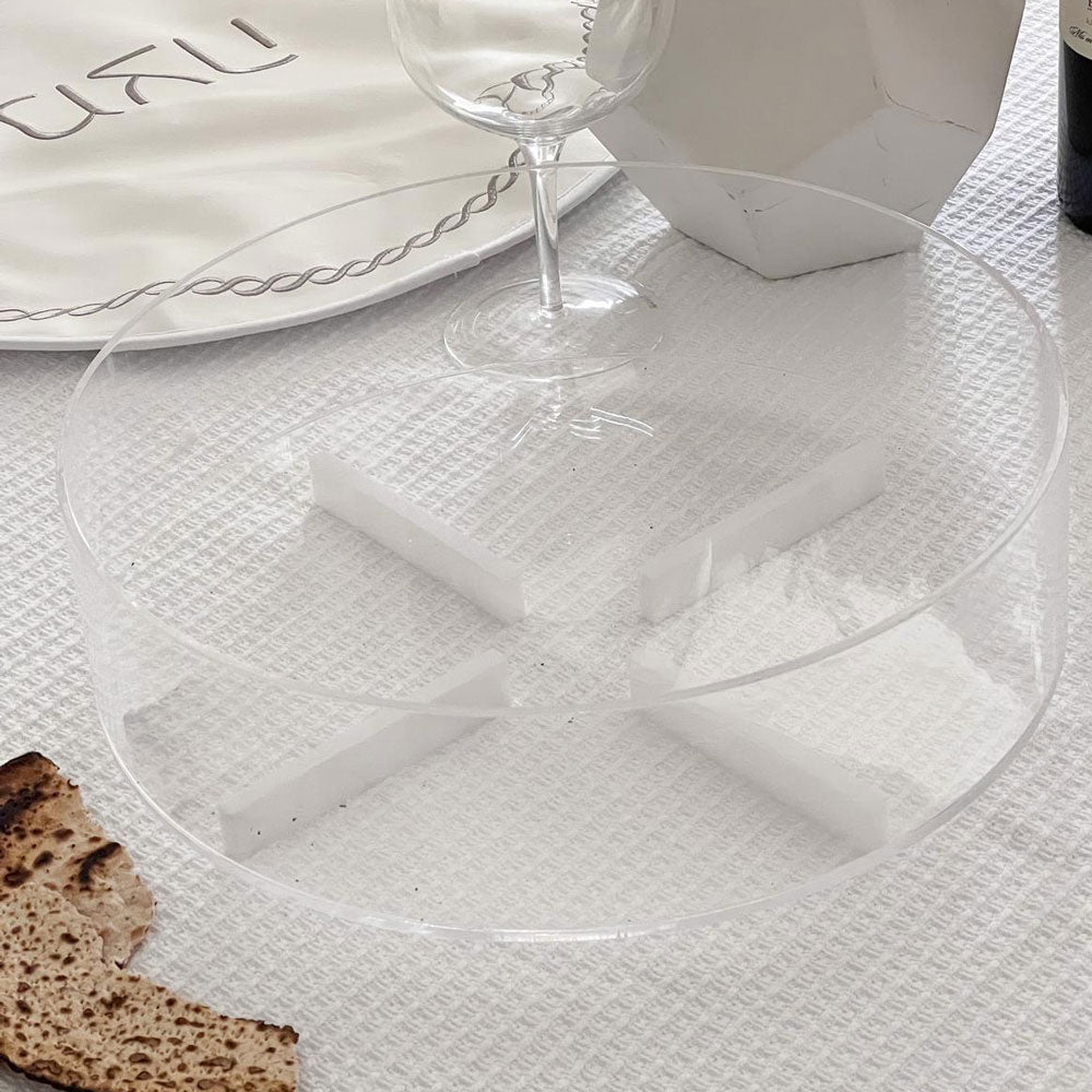 Lucite Round Matzah Plate