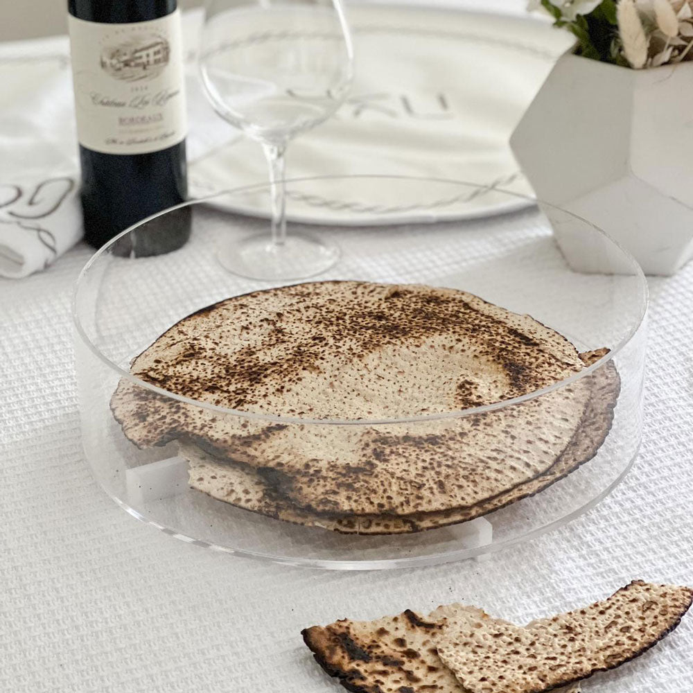 Lucite Round Matzah Plate