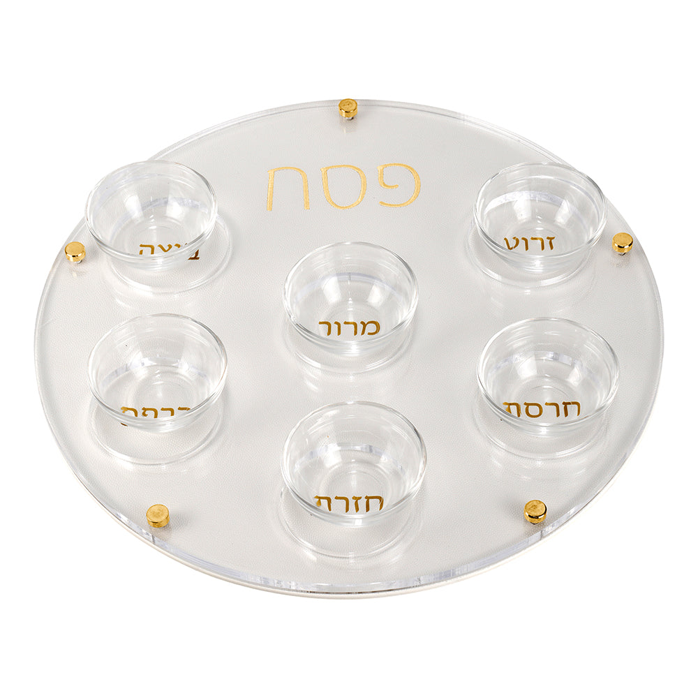 Lucite Seder Plate with Leatherette Backing