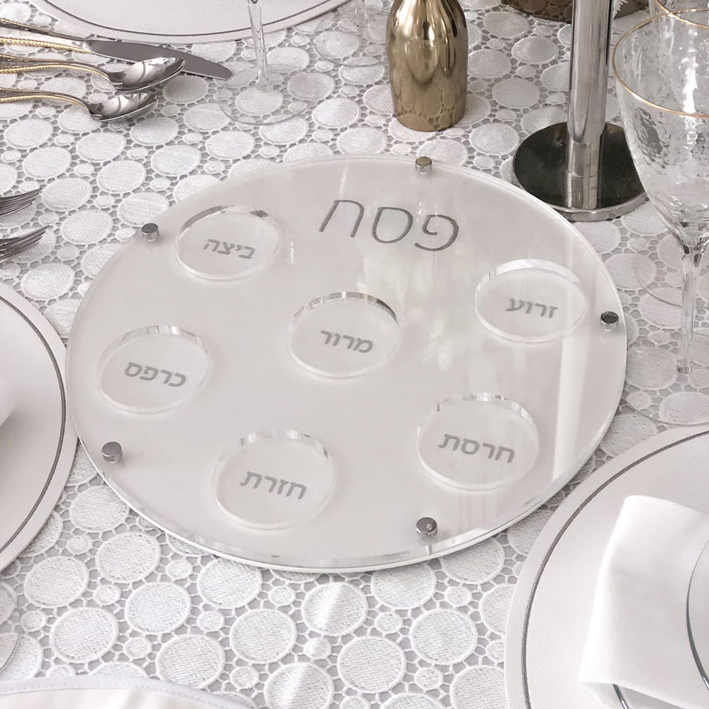 Lucite Seder Plate with Leatherette Backing