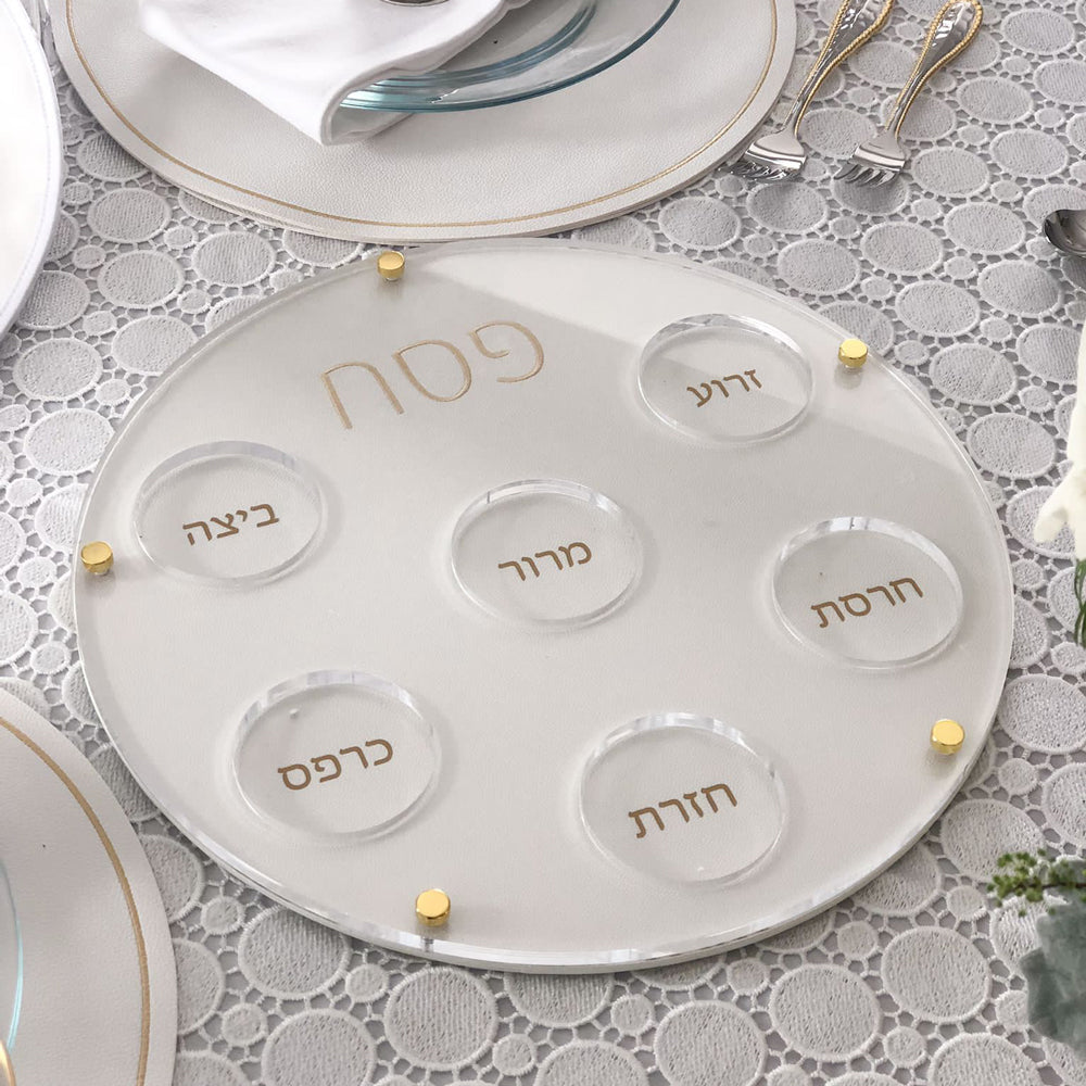 Lucite Seder Plate with Leatherette Backing