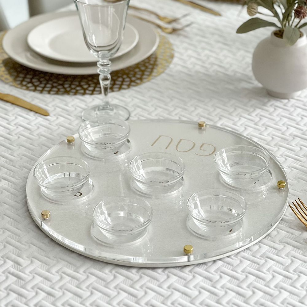 Lucite Seder Plate with Leatherette Backing