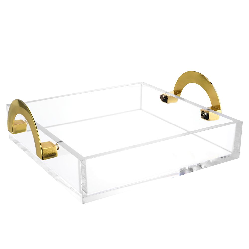 Lucite Tray with Metal Handles and Optional Cover