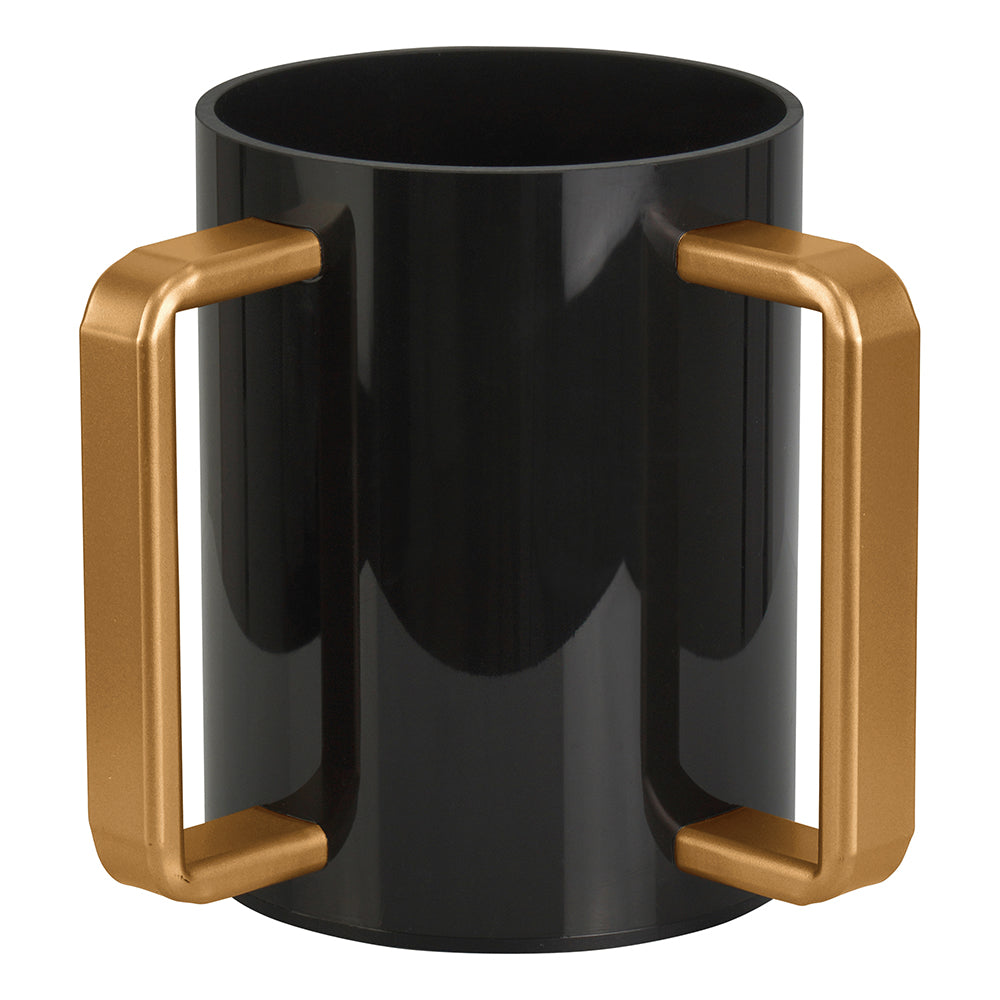 Lucite Wash Cup Black with Gold Handles