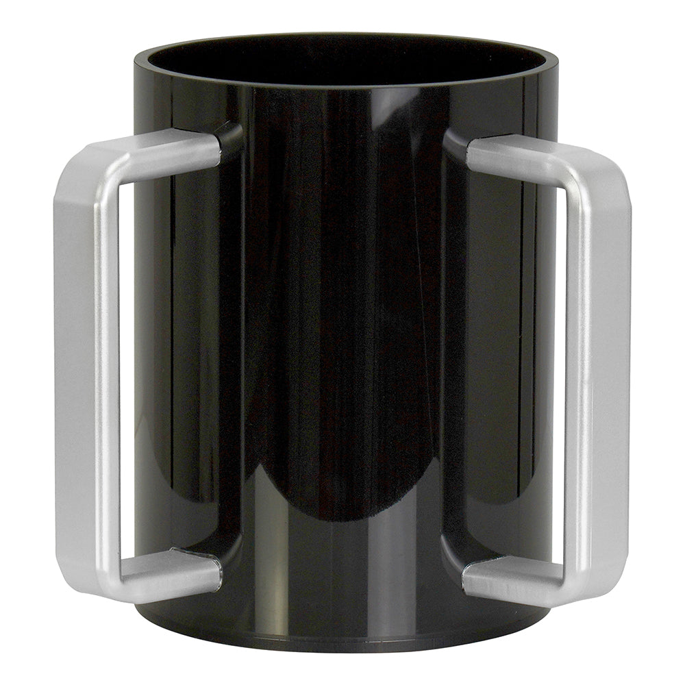 Lucite Wash Cup Black with Silver Handles