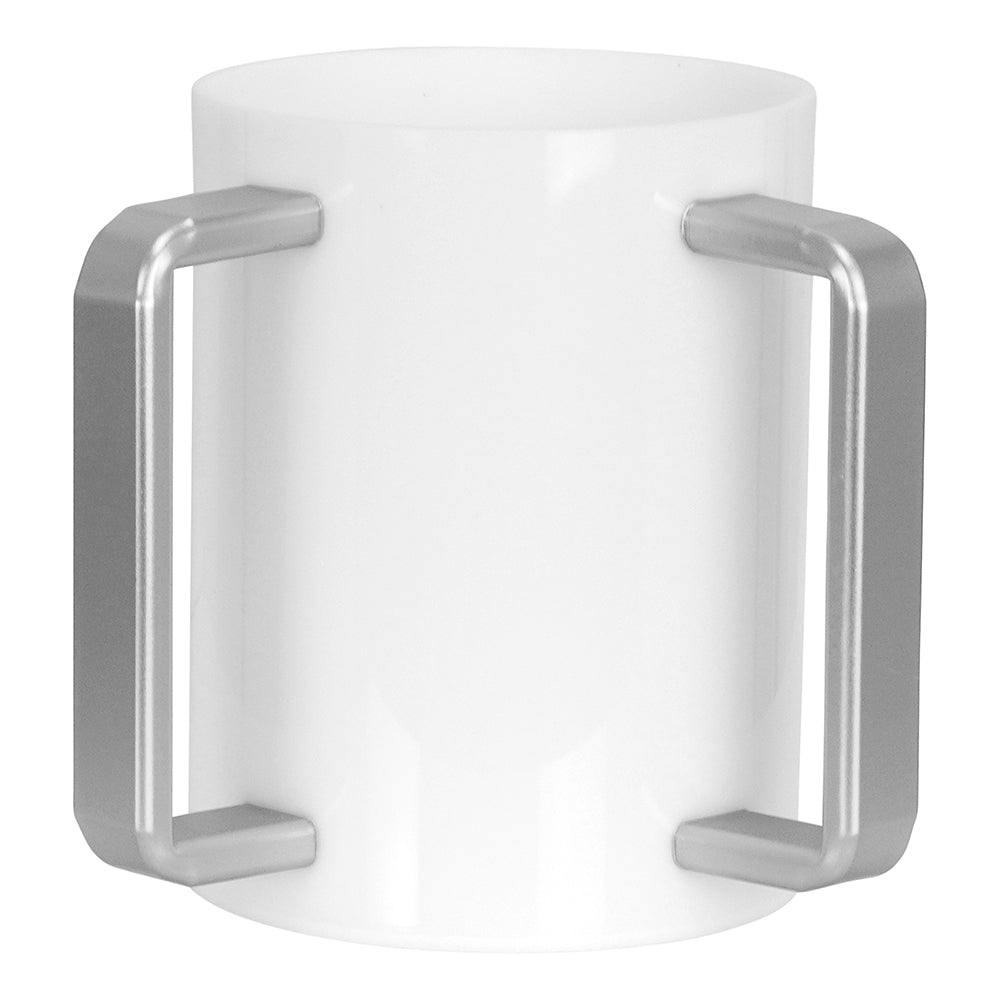 Lucite Wash Cup White with Silver Handles